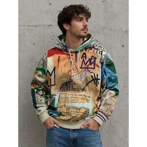Jean-Michel Basquiat × Members Only Men's Pullover Hoodie Sweatshirt Size S.